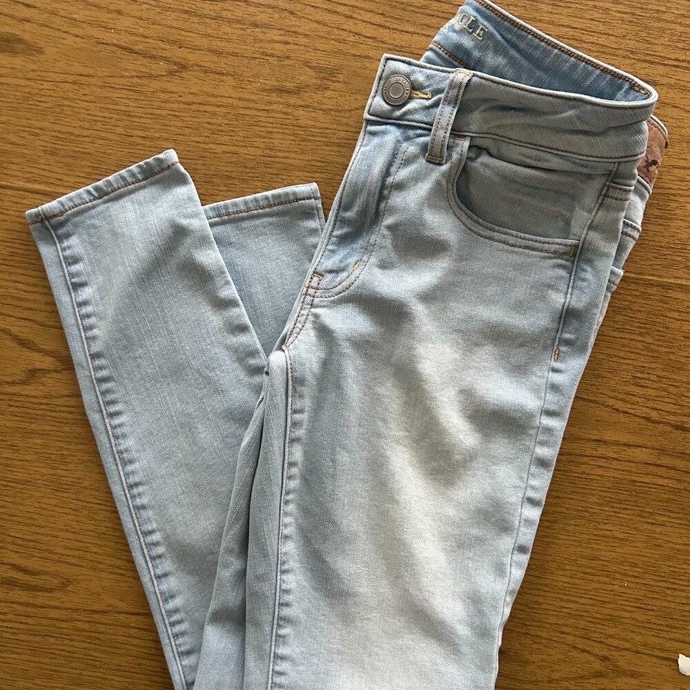 American Eagle Super Skinny Faded Jeans 14 inch waist, 36 inch length